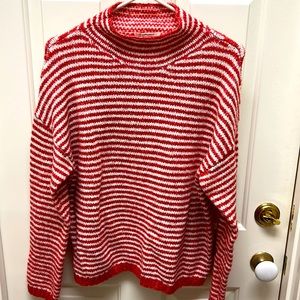 Anthropologie small red striped cozy sweater